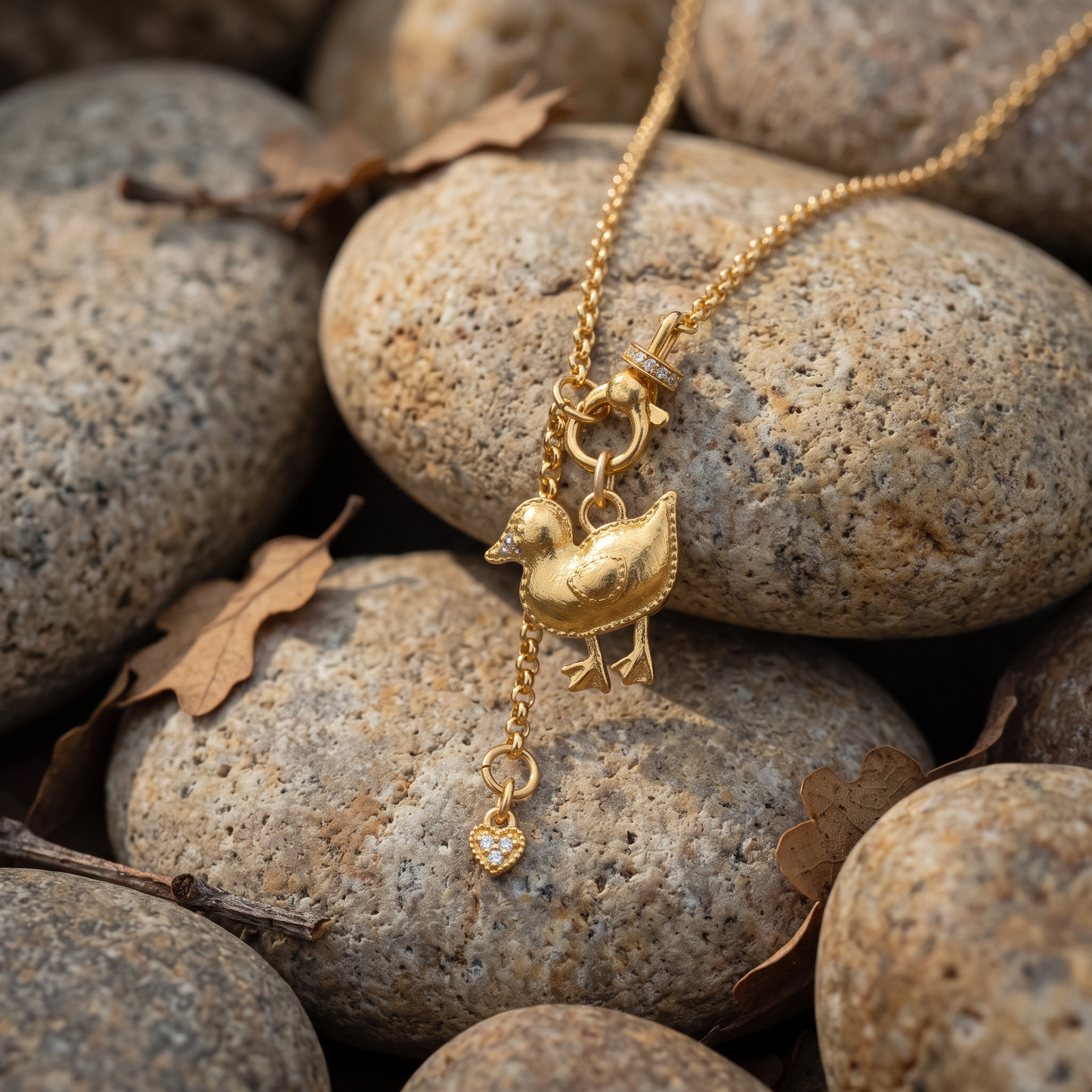 24K 999 Fine Gold Moving Lucky Duck Charm Pendant