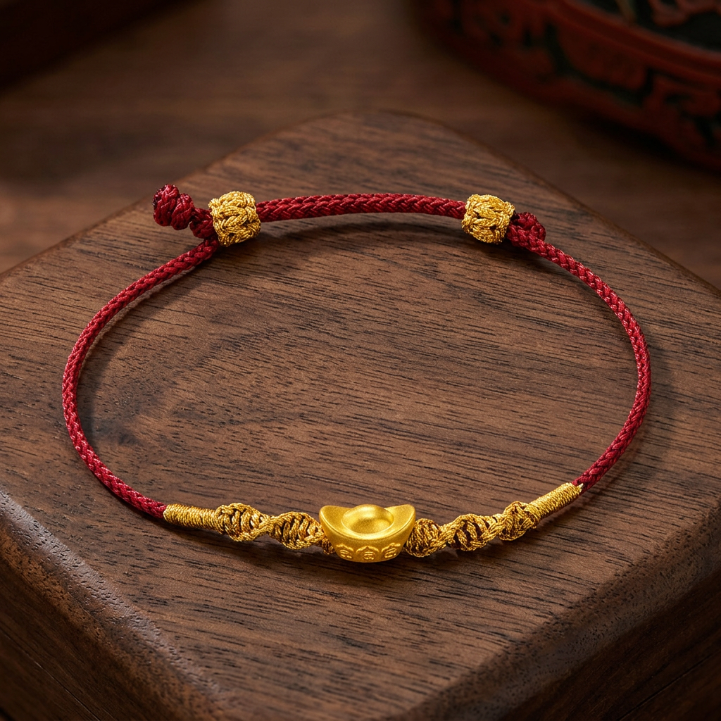 24K 999 5D Hard Gold Gourd Charm Weaving Bracelet