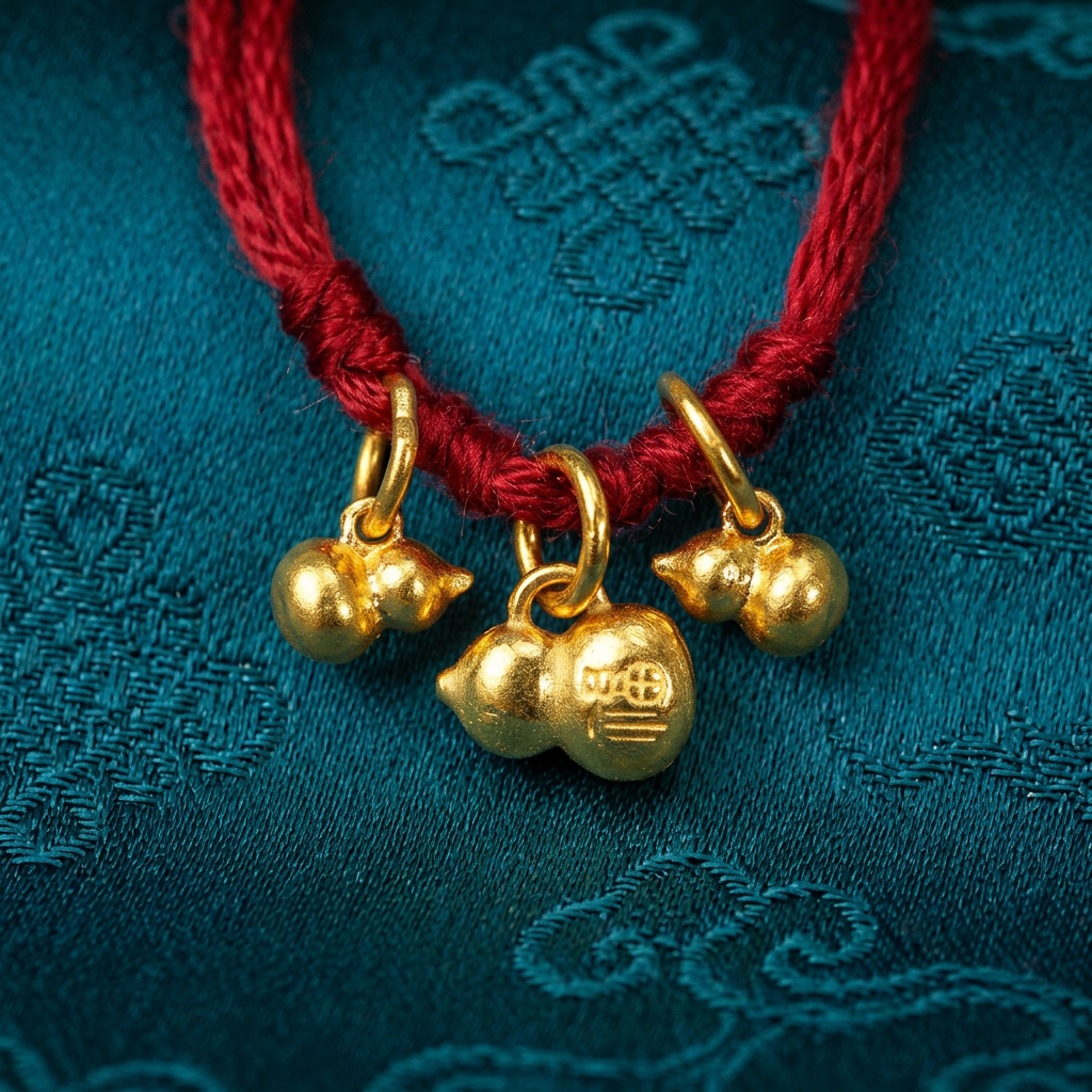 24k 999 Solid Gold Mini Chinese Blessing Gourd  D.I.Y Jewelry Making for Bracelet Necklace