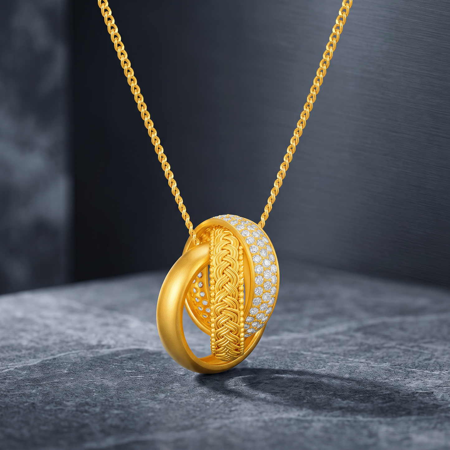 24K Gold Round Charm Minimalist Pendant Necklace