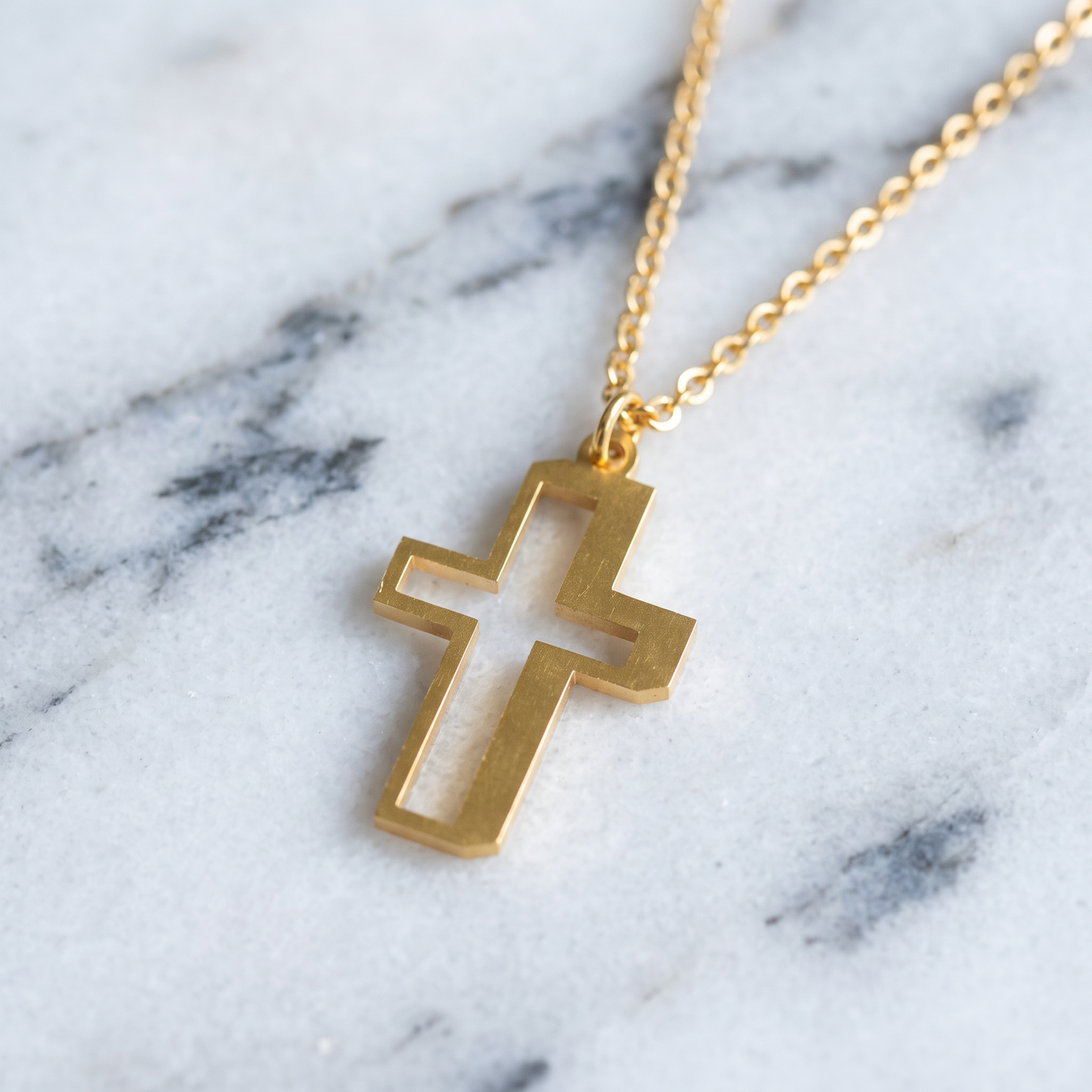 24K 999 Fine Gold Men Women Unisex Cross Charm Minimal Style