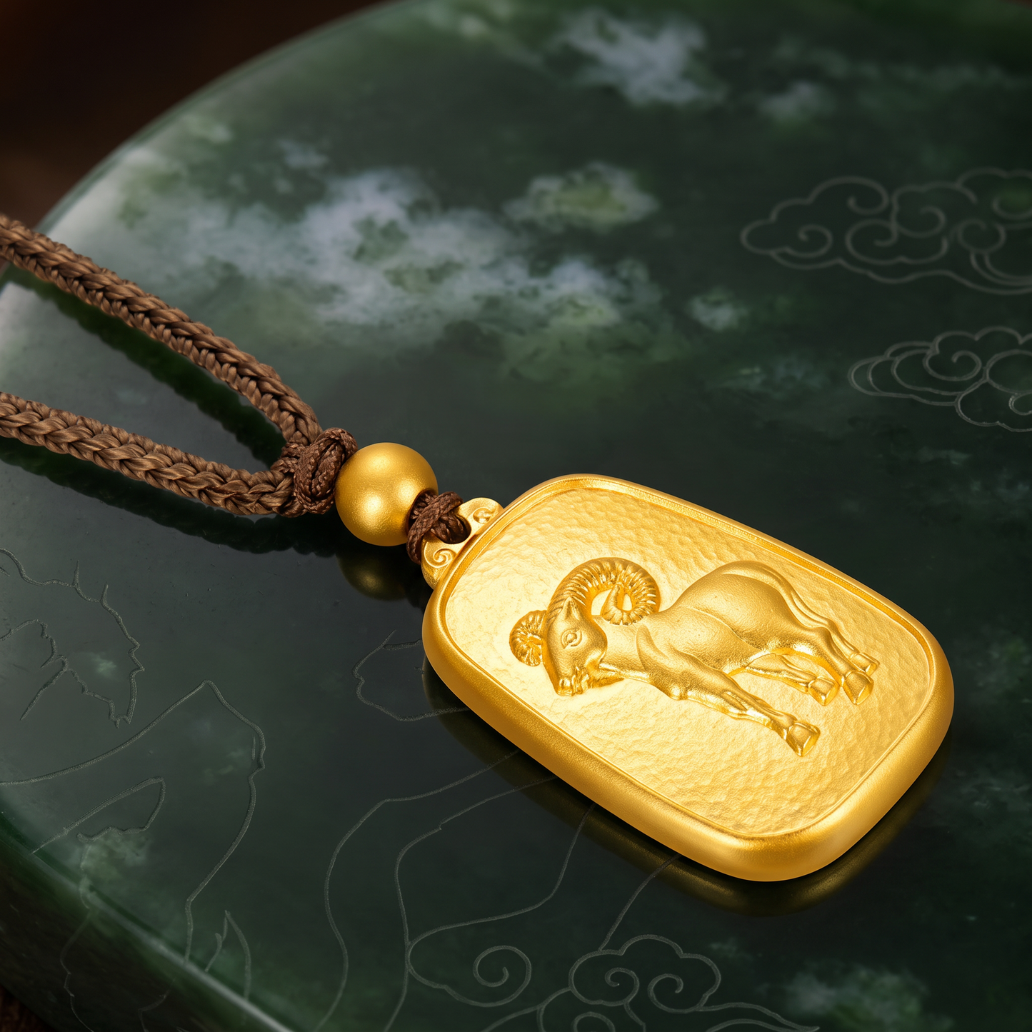 24K Gold Year of Sheep Zodiac Pendant