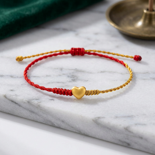 24K 999 3D Hard Gold Heart Charm Weaving Bracelet