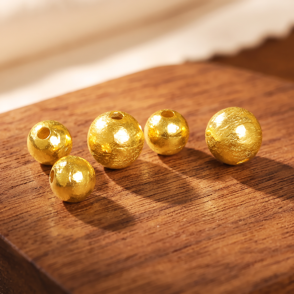24k 999 Gold Hammered Spacer Beads D.I.Y Charm Accessories Craft