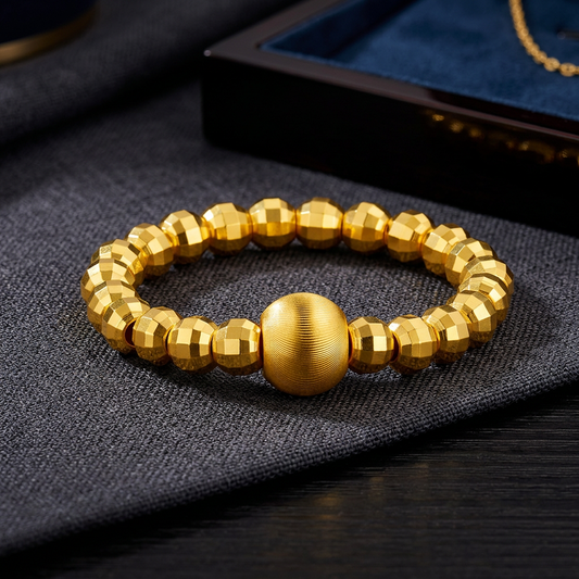 Genuine 24K Gold Disco Beads Cat Eye Ring