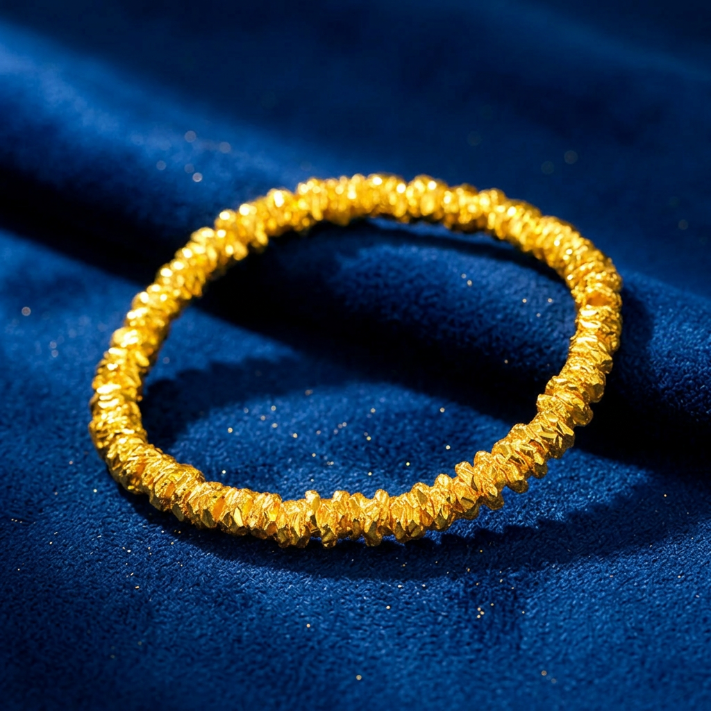24K 999 5D Gold Abstract Minimal Irregular Beads Sparkling Bracelet