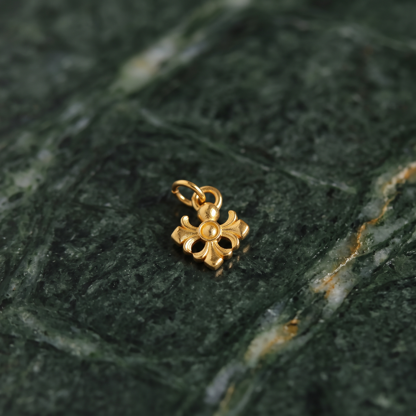 24K 999 Fine Gold Cross Twist Chain and Pendant