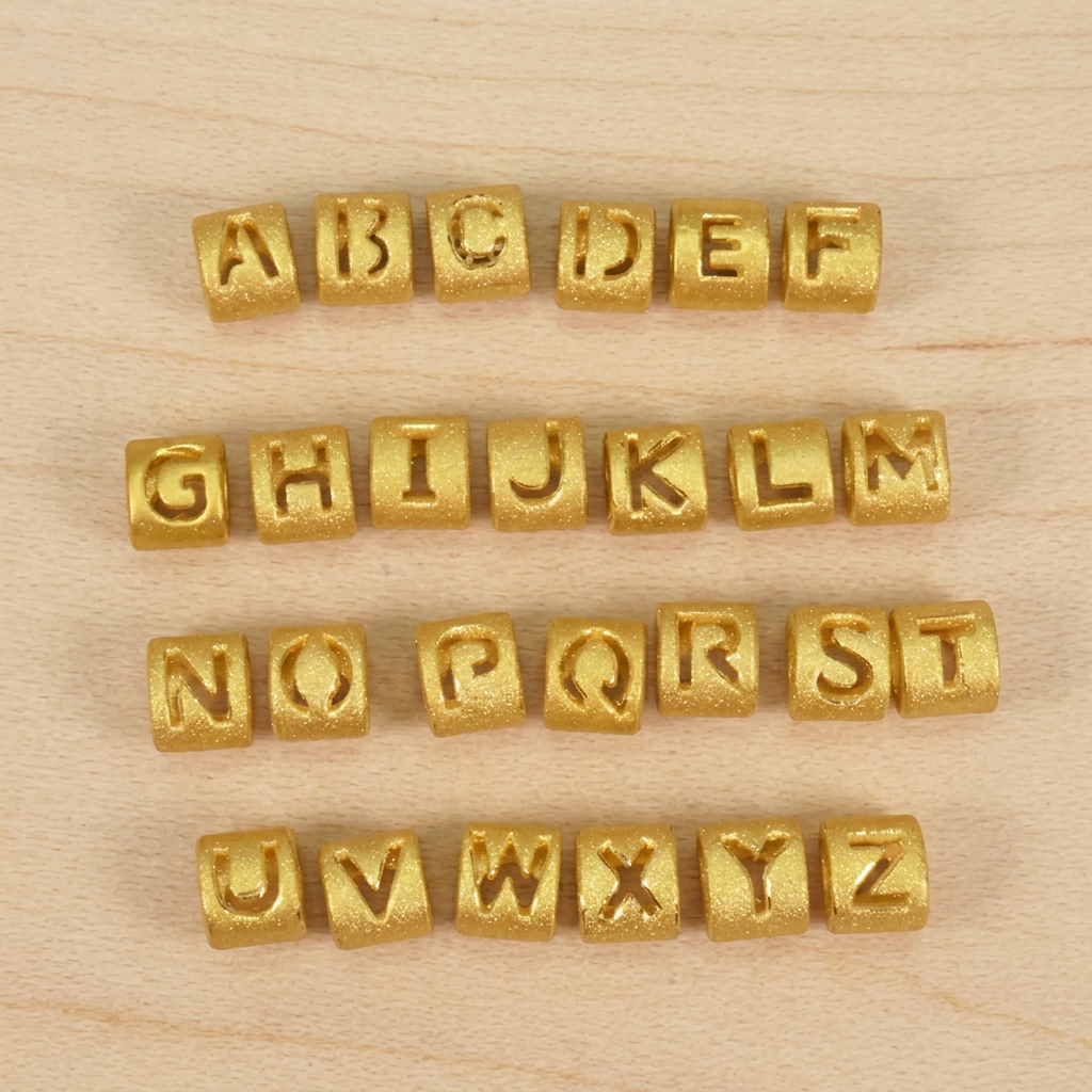 24k Gold Initial Letter Charm D.I.Y Personalized Jewelry Supplies Loose Spacer