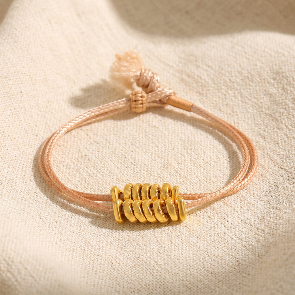 24K 5D Hard Gold Beads Weaving Minimal Bracelet