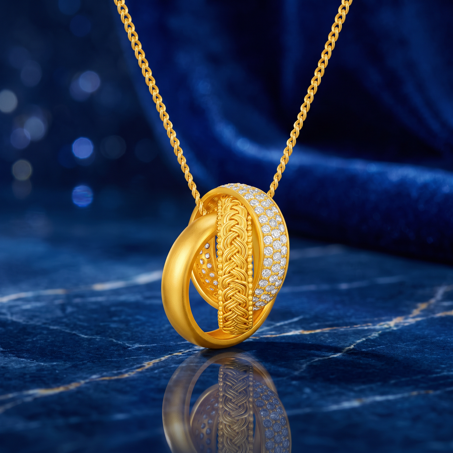 24K Gold Round Charm Minimalist Pendant Necklace