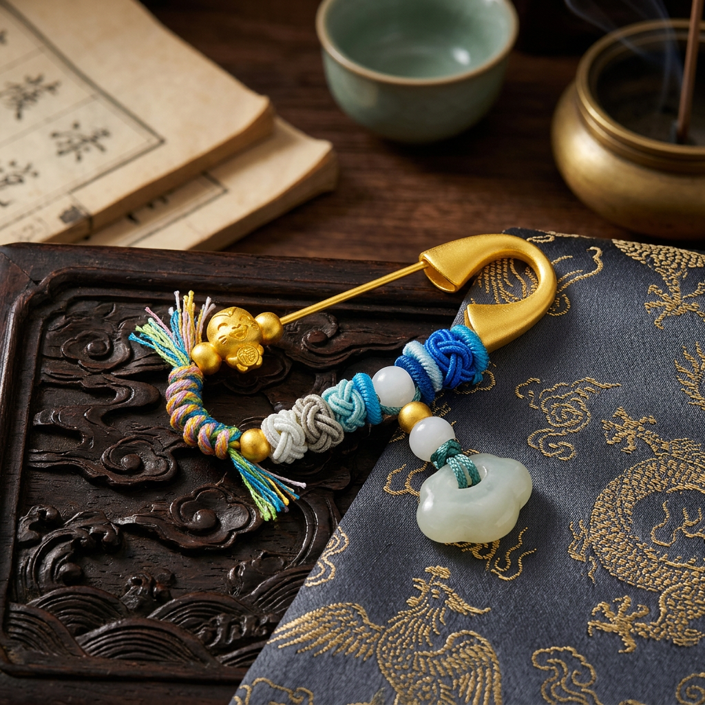 24k 999 Gold Chinese Zodiac Snake Horse Charm Weaving Pin Brooch Babyshower Gift