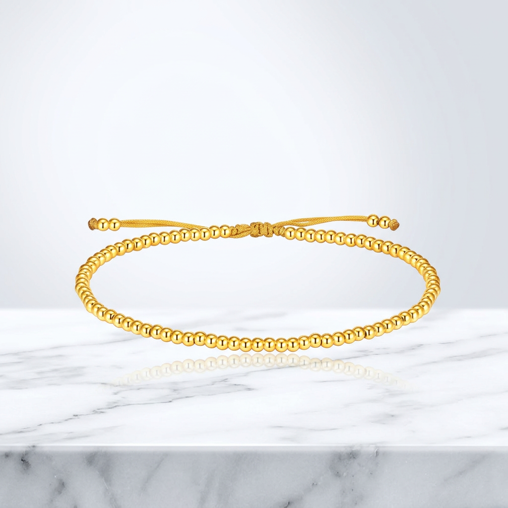 24K Gold Beads Minimal Weaving Adjustable Bracelet
