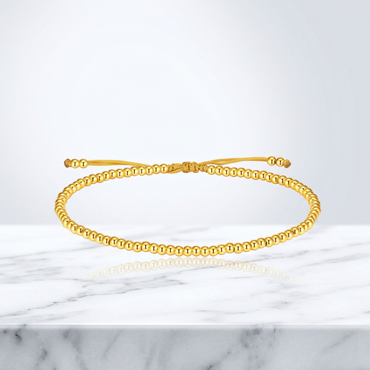 24K Gold Beads Minimal Weaving Adjustable Bracelet