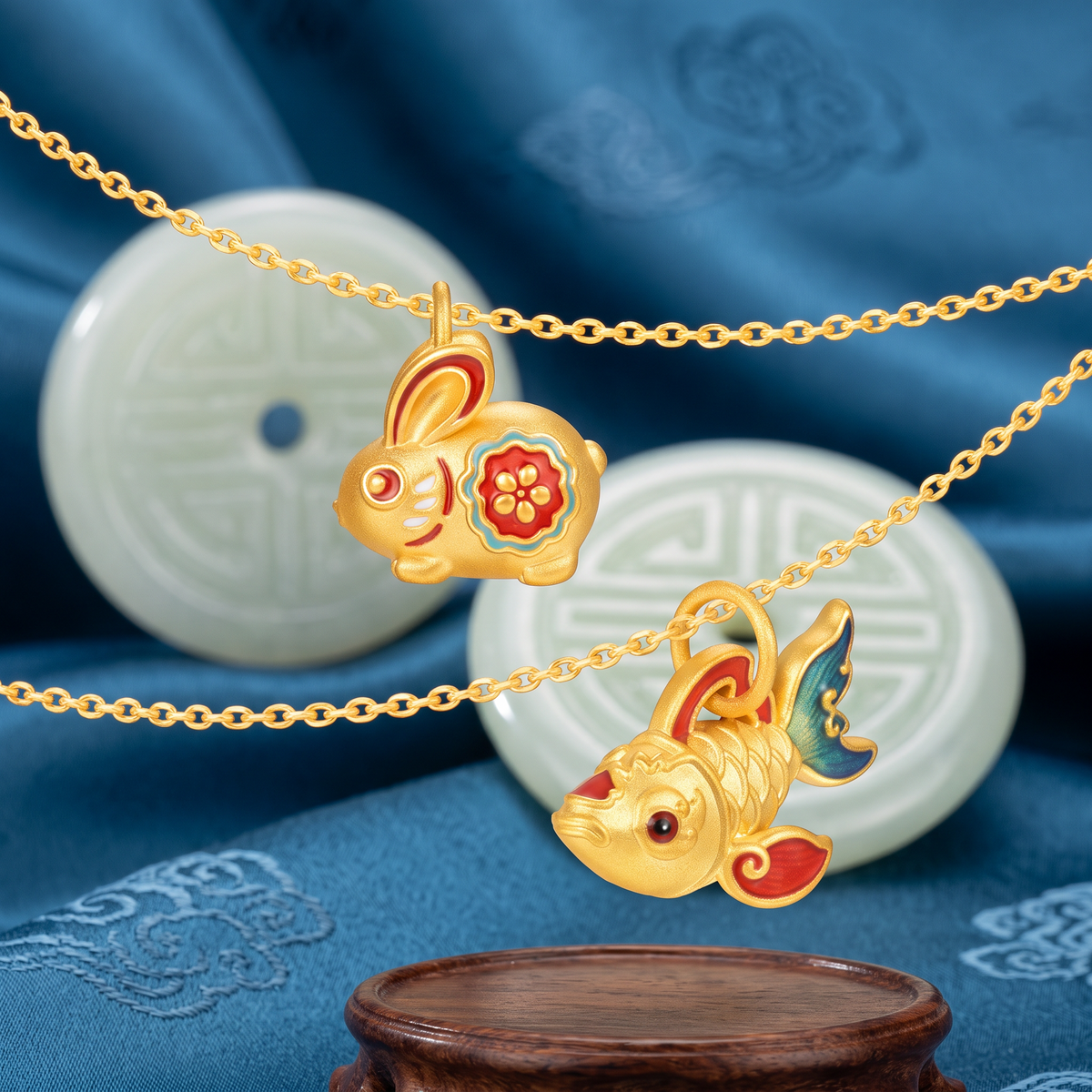 24K Gold Pixiu Flower Carp Rabbit D.I.Y Charm Spacer