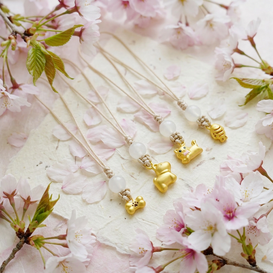 24K Gold Dog Bone Cute Charm Lucky Phone Strap Mobile Accessory