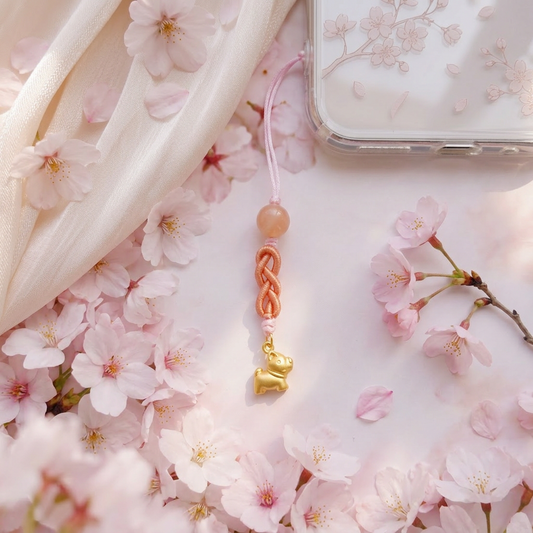 24K Gold Dog Fish Bone Cute Charm Lucky Phone Strap Mobile Accessory