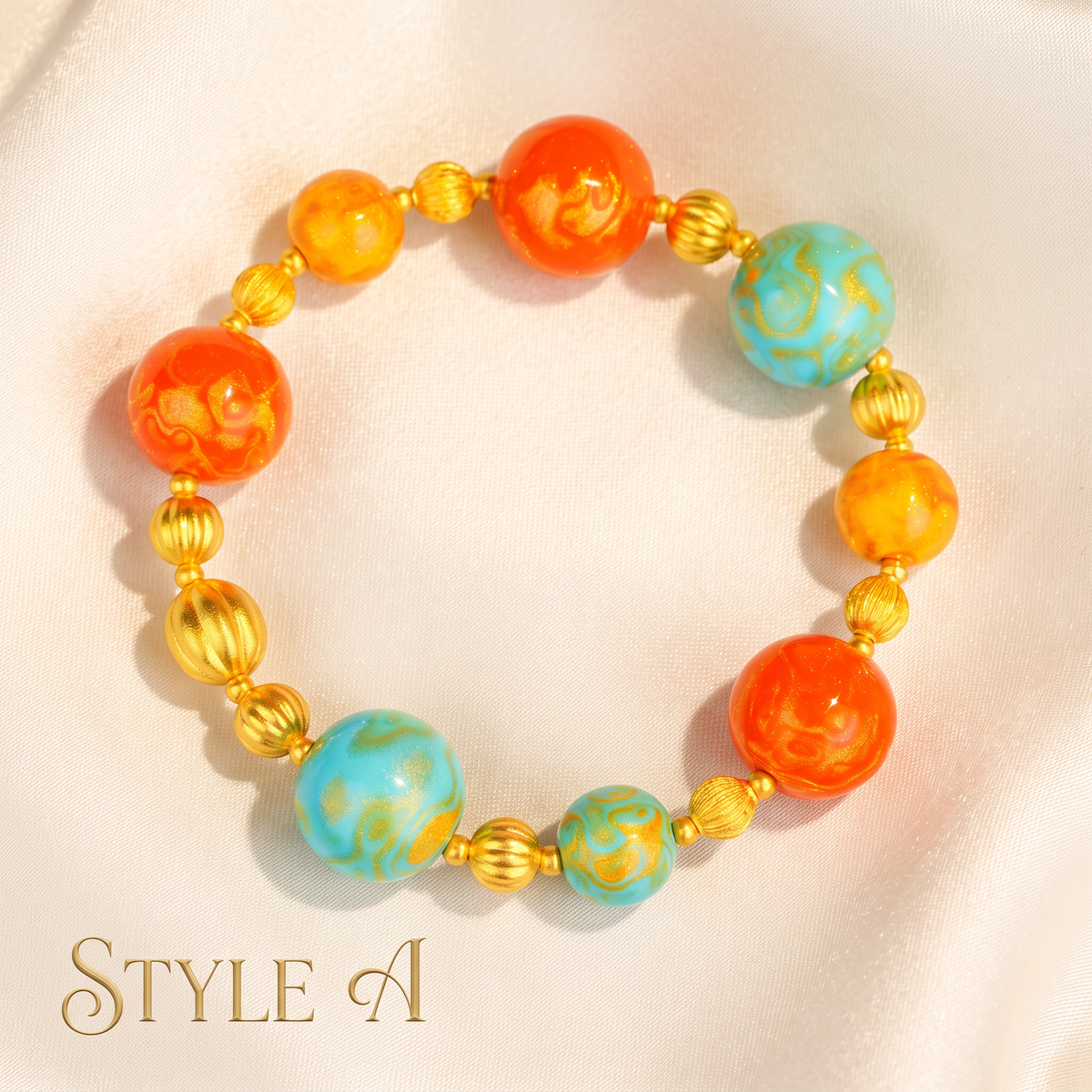 24k 999 Gold Lacquer Beads Chain Braceletss