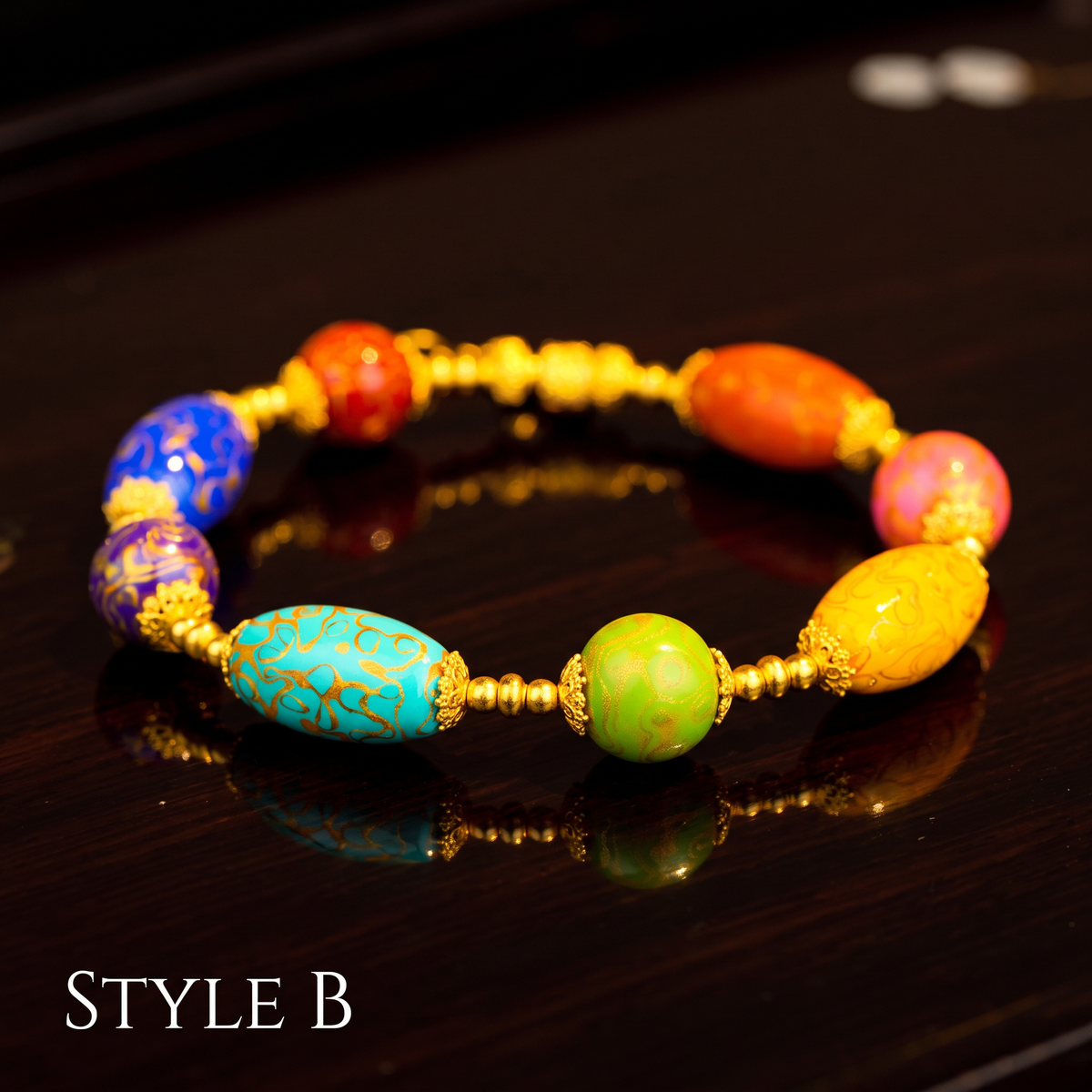 24k 999 Gold Lacquer Beads Chain Braceletss