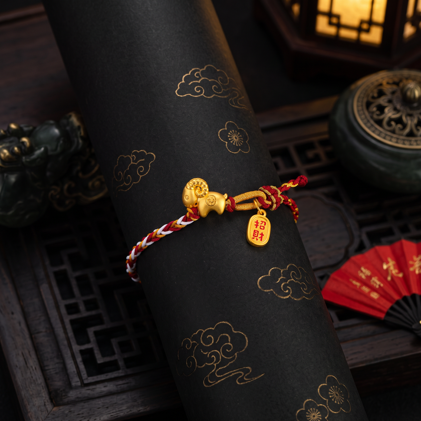 24K Hard 3D Gold Chinese Zodiac 2027 Year of Goat Charm Pendant