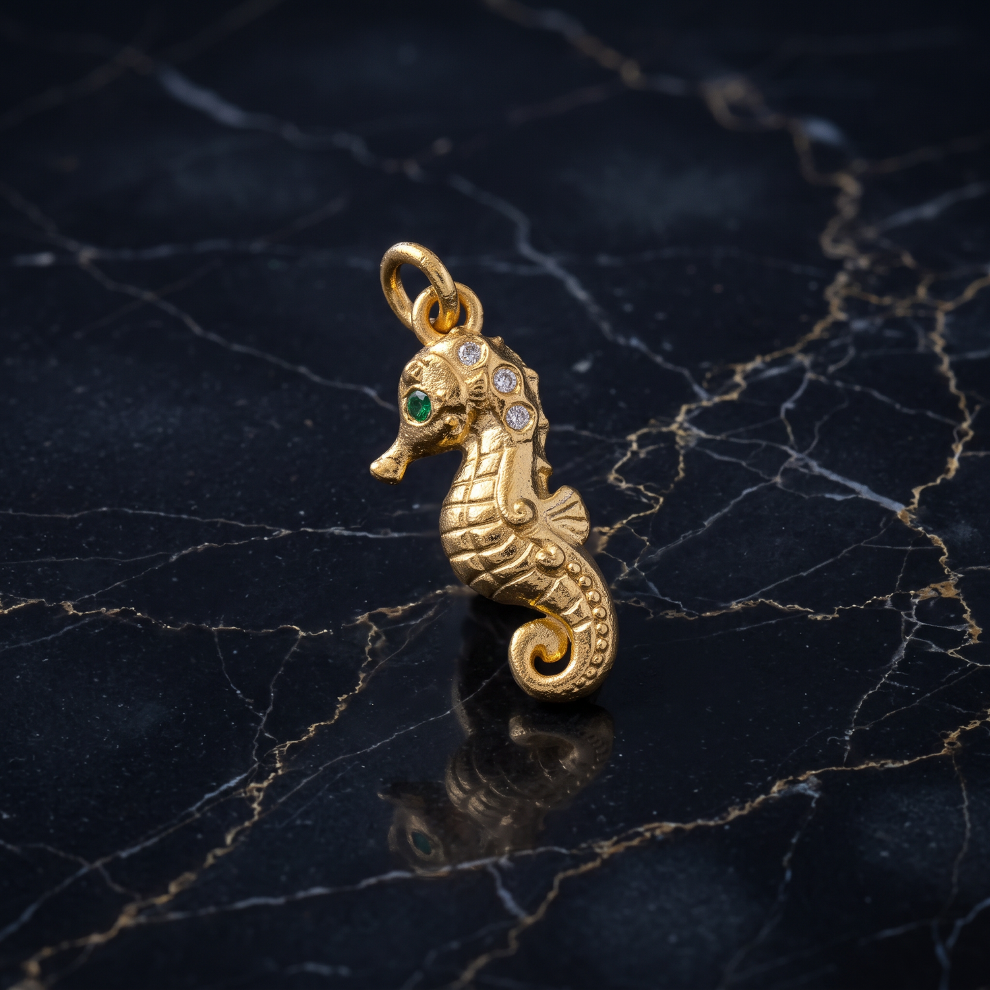 24K 999 Pure Gold Mini SeaHorse D.I.Y Charm Pendant