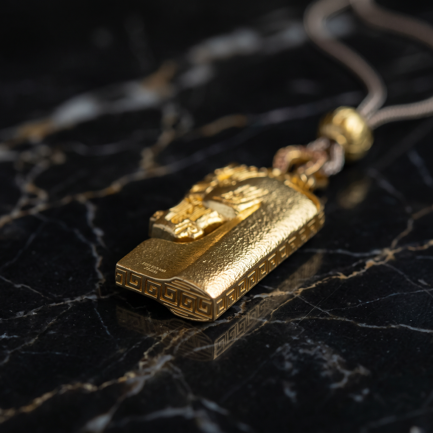 24K 999 Fine Gold Horse Zodiac Pendant Rope Cord Necklace