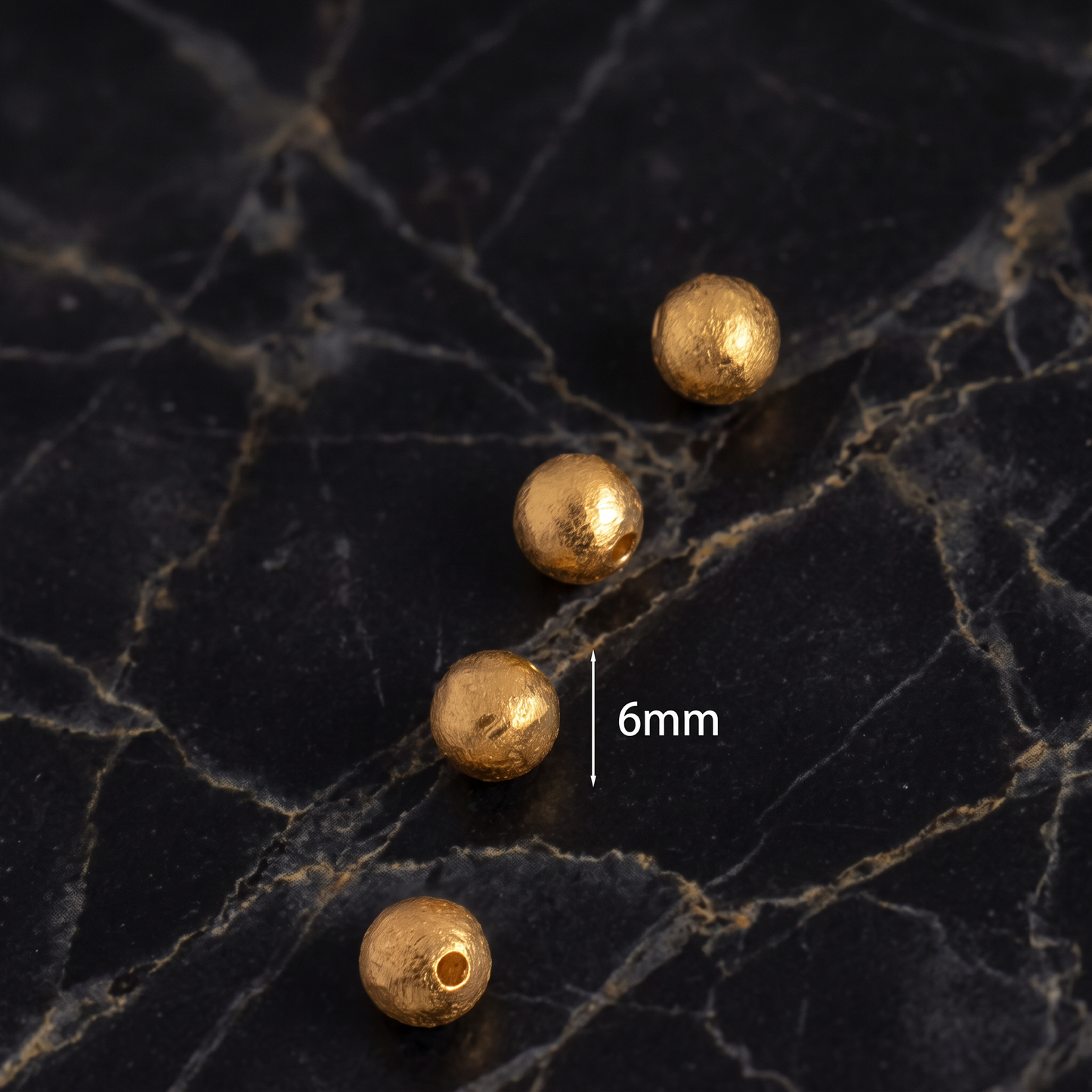 24K 999 Fine Gold Minimal Hammered Pattern Beads D.I.Y Charm Accessories