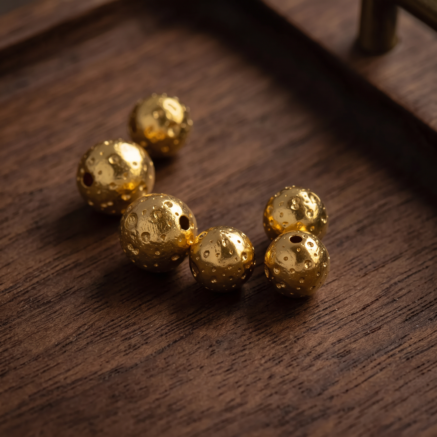 24K 999 Fine Gold Antique-Finish Hammered Disc Beads D.I.Y Charm Accessories