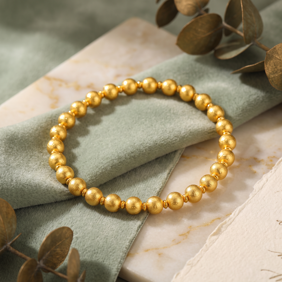 24K Gold Beads Minimal Bracelet