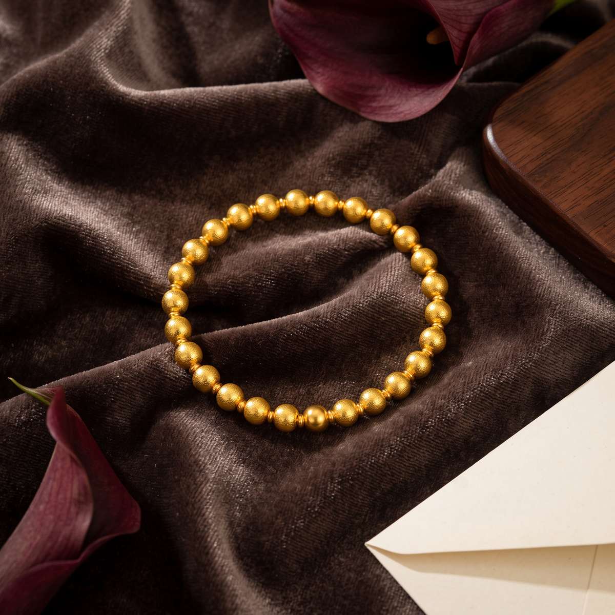 24K Gold Beads Minimal Bracelet