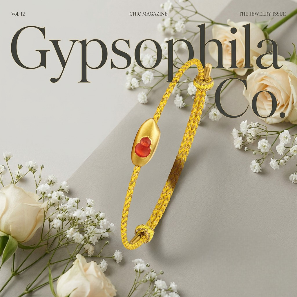 24K 999 Gold Gourd Charm Elegant Delicate Lucky Adjustable Bracelet