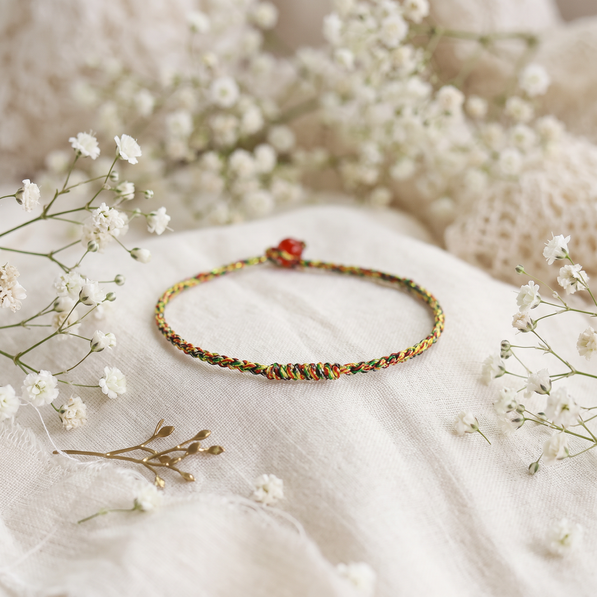 Handwoven Chinese Zodiac Knot Vajra Red String Lucky Year Bracelet Unisex Couple Style