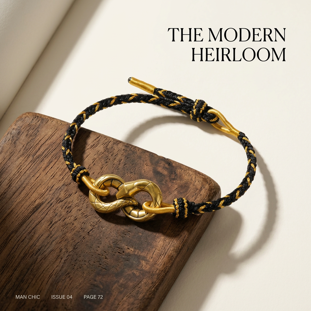 24K 999 Gold Ouroboros Charm Elegant Unisex Bracelet
