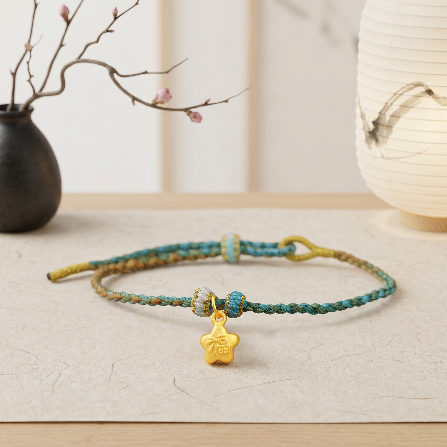 24K Pure Gold D.I.Y Mini Star Chinese Blessing Fu Good Fortune Charm