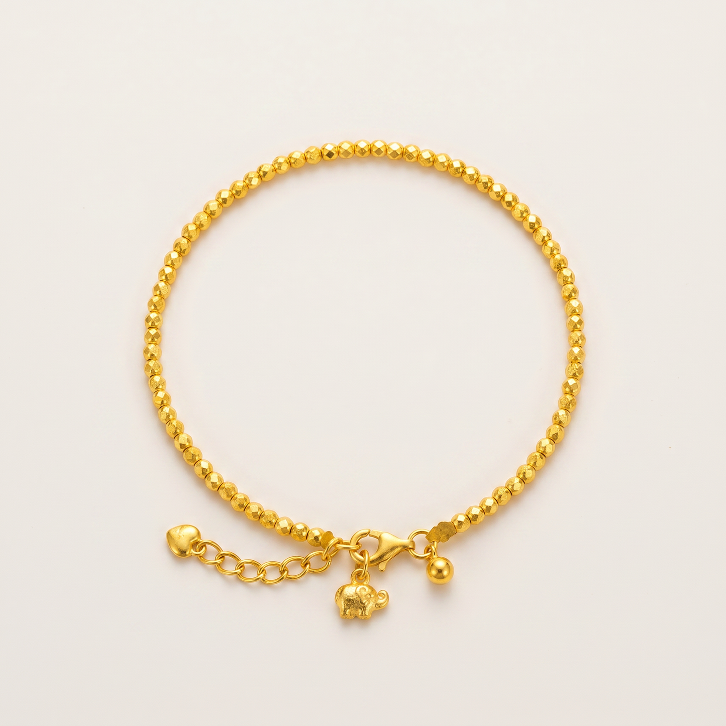 24K Pure Gold Hand-Chased D.I.Y Mini Elephant Auspiciousness Good Fortune Charm
