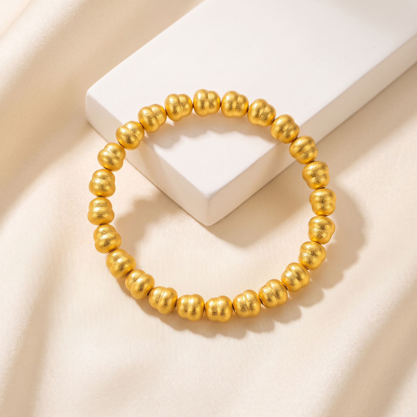24k Pure 999 Gold Lucky Gourd Beads Minimal Minimalist Charm Bracelet