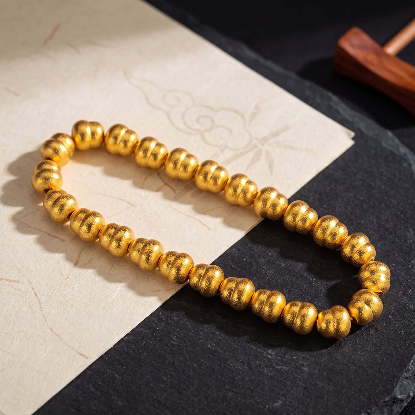 24k Pure 999 Gold Lucky Gourd Beads Minimal Minimalist Charm Bracelet