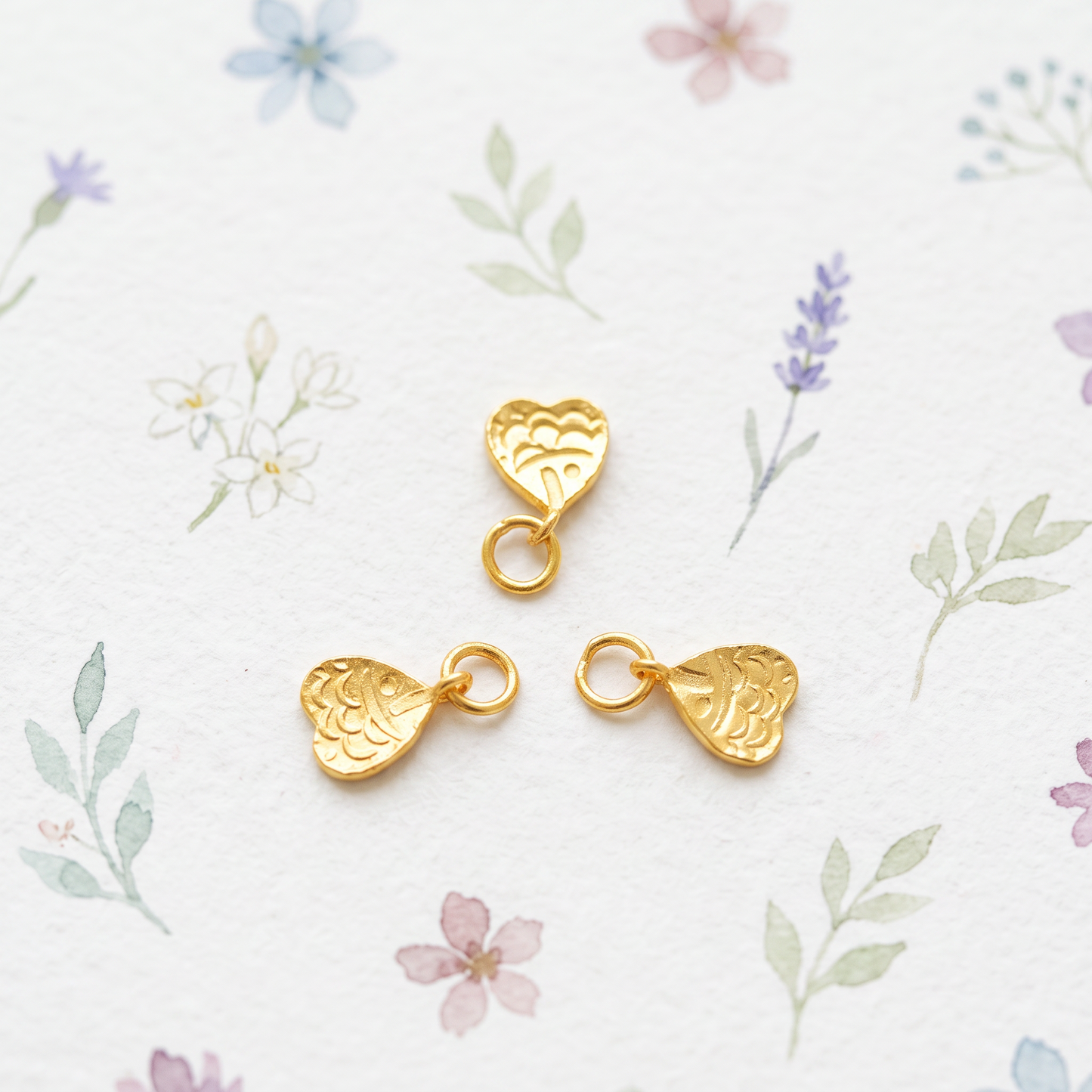 24K Solid 999 Gold Mini Peach Fish Koi Lucky Dangle Charm D.I.Y