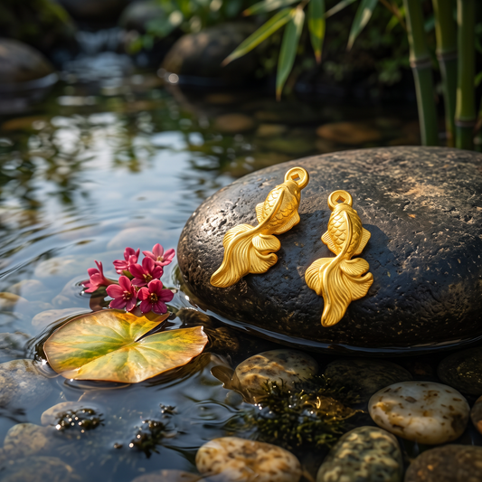24K 999 Gold Mini Gold Fish Lucky Koi Charm D.I.Y Accessories