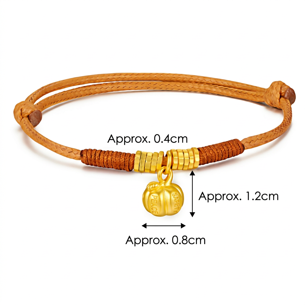 24K Gold Persimmon Wish Come True Chinese Charm Weaving Bracelet