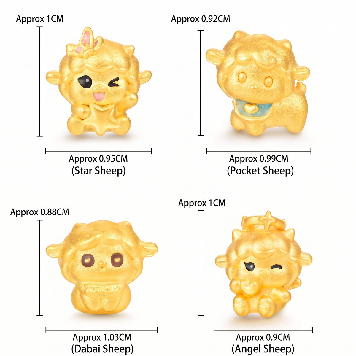 24K Hard Gold Chinese Zodiac Baby Sheep D.I.Y Charm Pendant Spacer