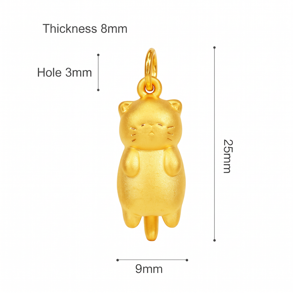 24K 999 Gold Kitten Cute Cat Sleeping Charm D.I.Y Pendant