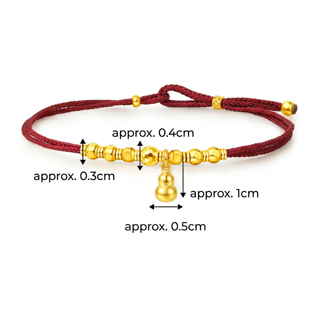 24K Gold Beads Gourd Charm Weaving Minimal Bracelet