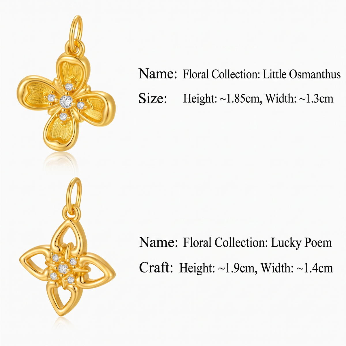 24K Gold Flower Charm Pendant