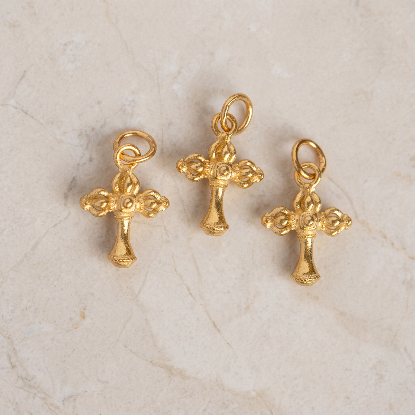 24K 999 Fine Gold Mini Vajra Pendant D.I.Y Charm Accessories