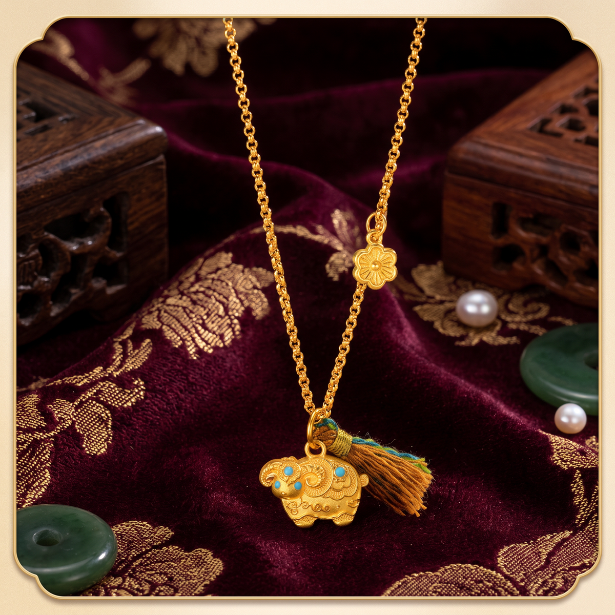 24k 999 Fine Gold Minimal Flower Charm Necklace Chain