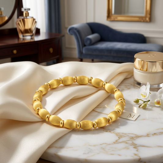 24K Gold Cat Eye Sparkling Beads Minimal Elastic Luxurious Bracelet