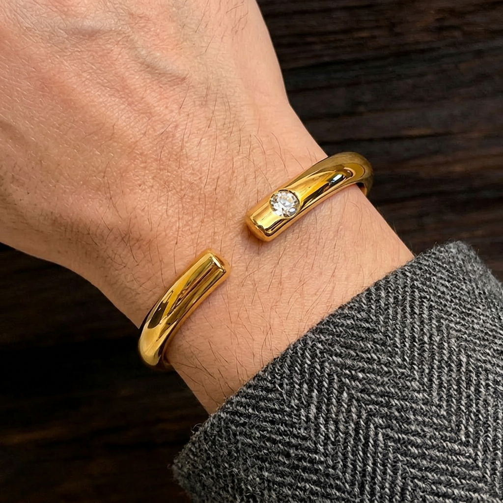 24K Gold Minimal Minimalist Bangle