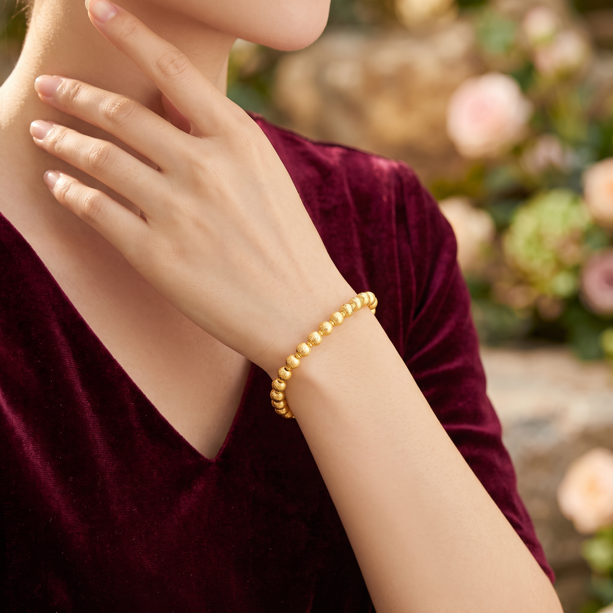 24K Gold Beads Minimal Bracelet