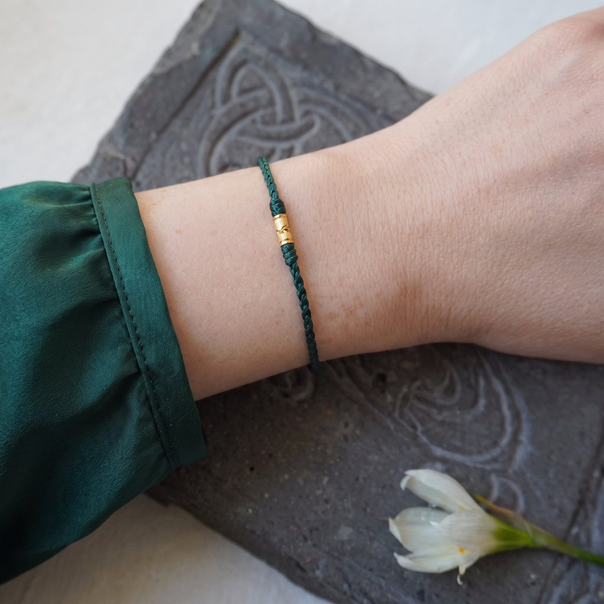 24K 999 Gold Minimal Lucky Fortune Charm Cord Bracelet