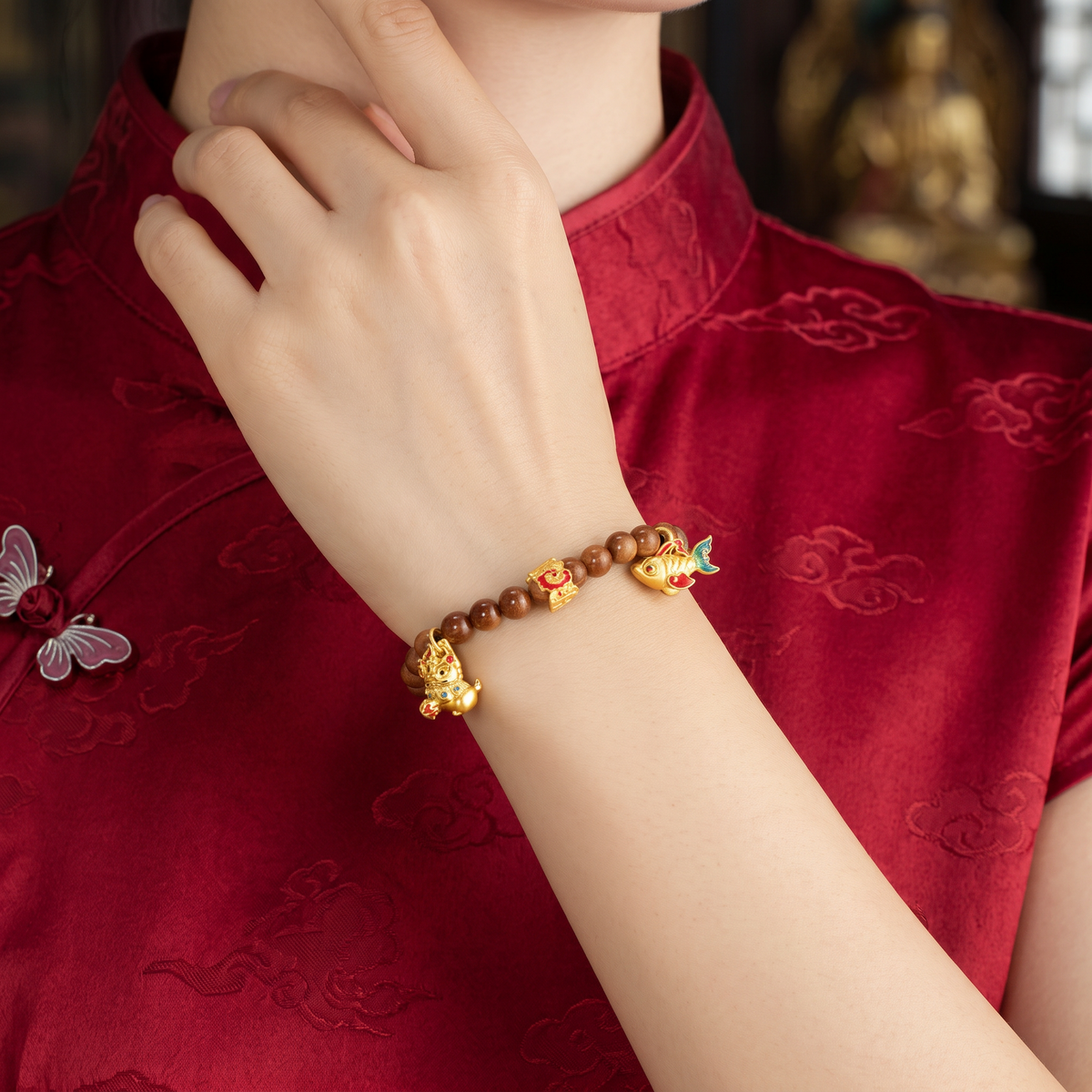 24K Gold Pixiu Flower Carp Rabbit D.I.Y Charm Spacer